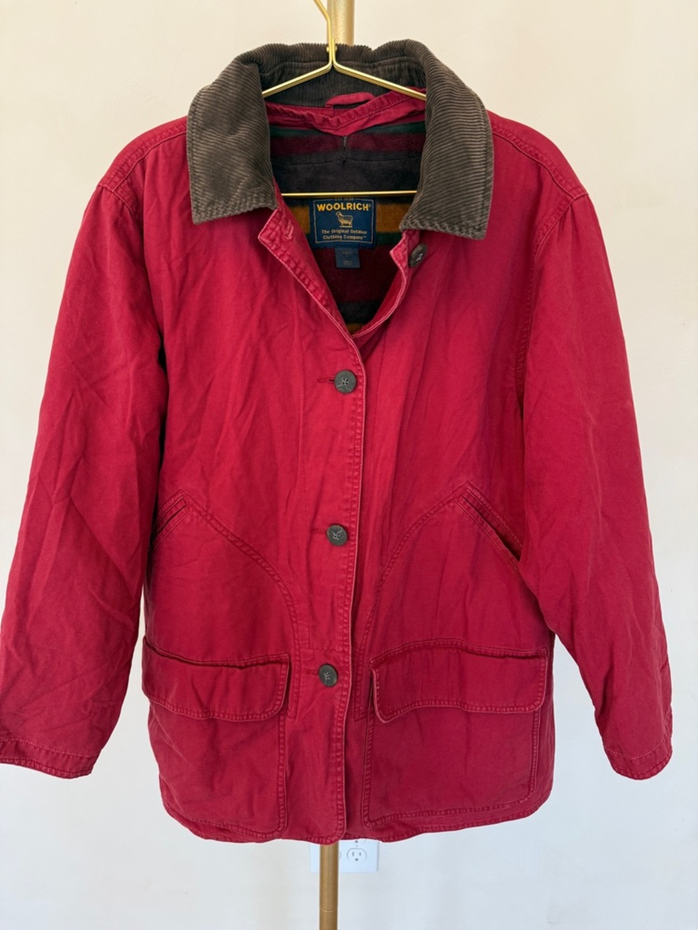 Vintage Woolrich Red Fleece Lined Barn Coat